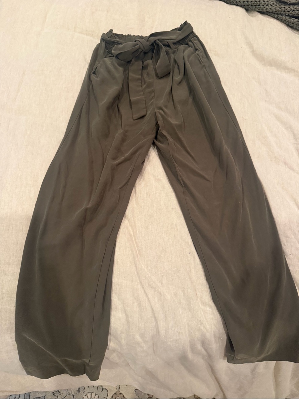Chelsea28 Olive Green Paperbag Waist Wide Leg Pants